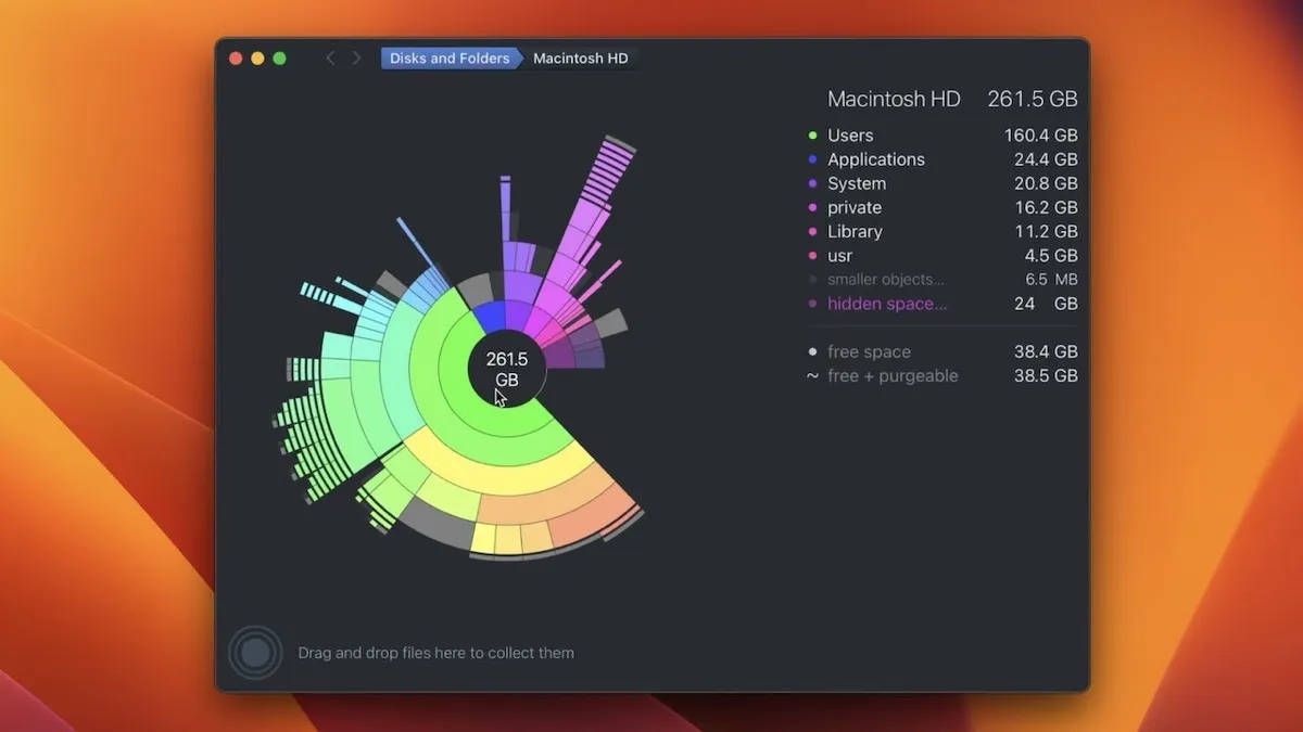 DaisyDisk sunburst disk map